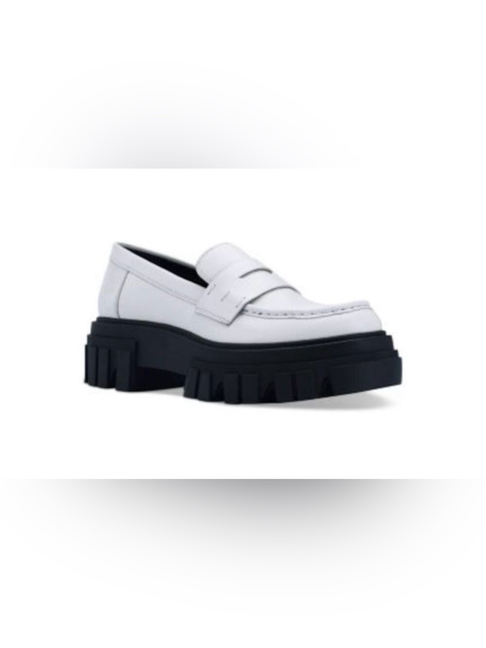 Marc Fisher Morris White Loafers with Black Soles